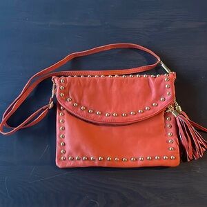 Orange Leather Cross Body